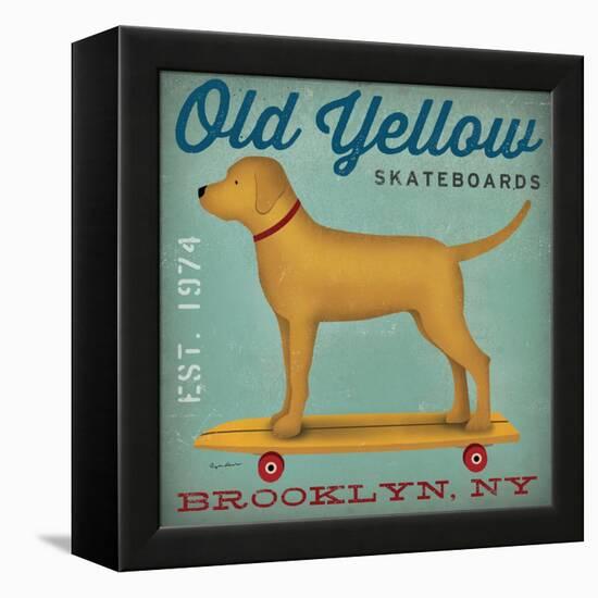 Golden Dog on Skateboard-Ryan Fowler-Framed Stretched Canvas