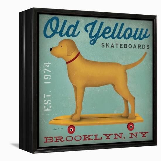 Golden Dog on Skateboard-Ryan Fowler-Framed Stretched Canvas