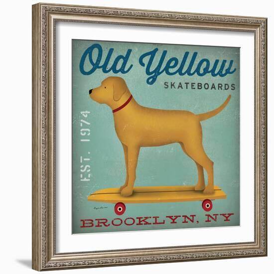 Golden Dog on Skateboard-Ryan Fowler-Framed Art Print