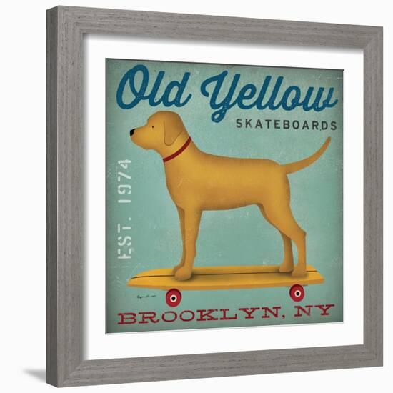 Golden Dog on Skateboard-Ryan Fowler-Framed Art Print