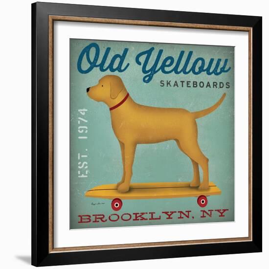 Golden Dog on Skateboard-Ryan Fowler-Framed Art Print