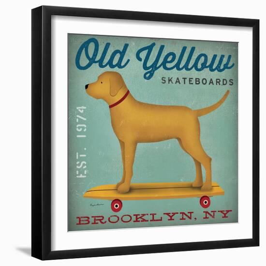 Golden Dog on Skateboard-Ryan Fowler-Framed Art Print