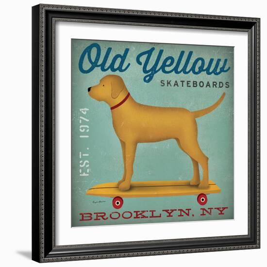 Golden Dog on Skateboard-Ryan Fowler-Framed Art Print