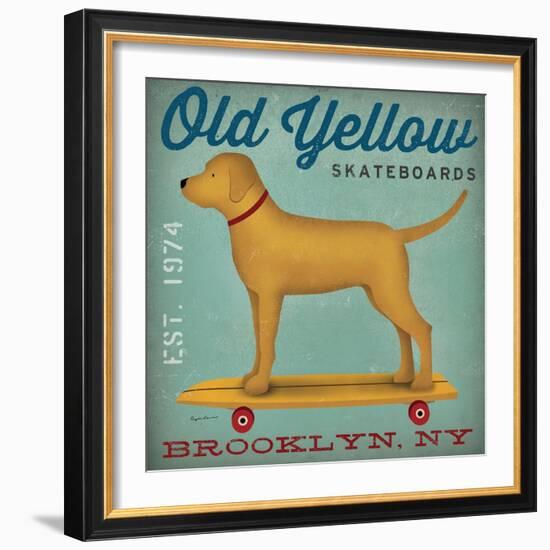 Golden Dog on Skateboard-Ryan Fowler-Framed Art Print