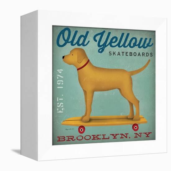 Golden Dog on Skateboard-Ryan Fowler-Framed Stretched Canvas