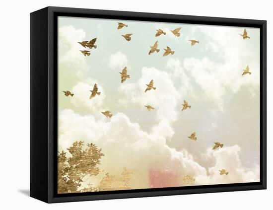 Golden Flight I-Jennifer Goldberger-Framed Stretched Canvas