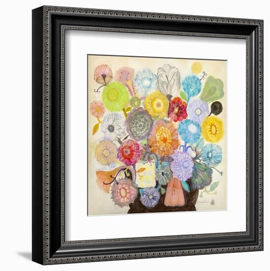 Golden Flowers-Mercedes Lagunas-Framed Art Print