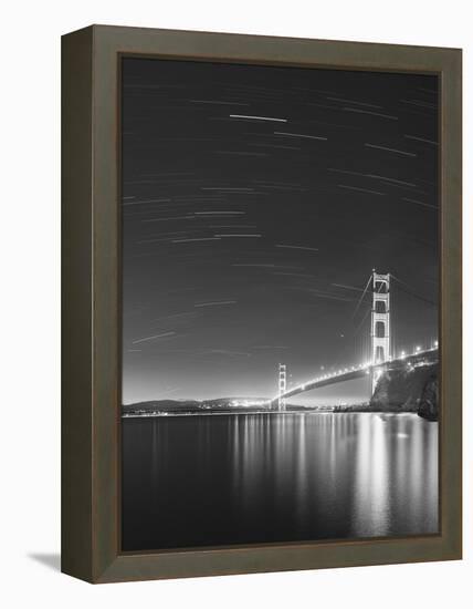 Golden Gate and Stars BW-Moises Levy-Framed Premier Image Canvas