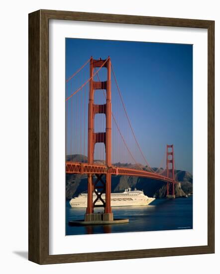 Golden Gate Bridge and Cruise Ship, San Francisco, California, USA-Steve Vidler-Framed Photographic Print