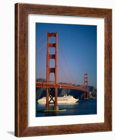 Golden Gate Bridge and Cruise Ship, San Francisco, California, USA-Steve Vidler-Framed Photographic Print