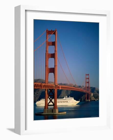 Golden Gate Bridge and Cruise Ship, San Francisco, California, USA-Steve Vidler-Framed Photographic Print