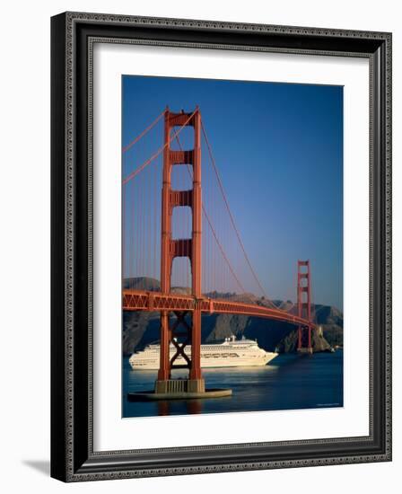 Golden Gate Bridge and Cruise Ship, San Francisco, California, USA-Steve Vidler-Framed Photographic Print