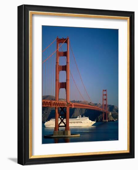 Golden Gate Bridge and Cruise Ship, San Francisco, California, USA-Steve Vidler-Framed Photographic Print