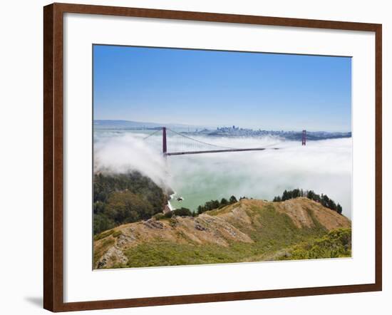 Golden Gate Bridge and the San Francisco Skyline Floating Above the Fog on a Foggy Day in San Franc-Gavin Hellier-Framed Photographic Print