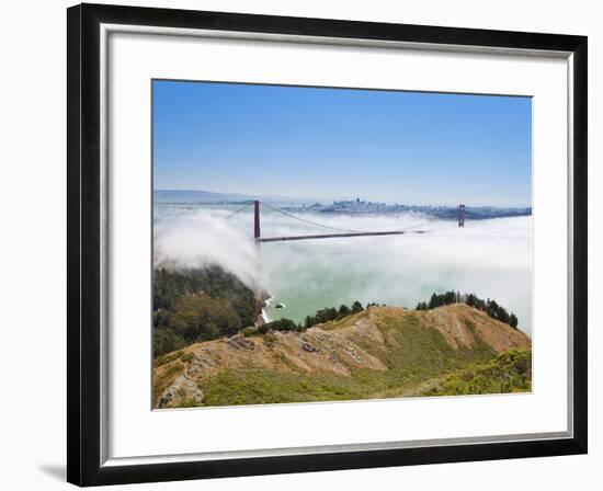 Golden Gate Bridge and the San Francisco Skyline Floating Above the Fog on a Foggy Day in San Franc-Gavin Hellier-Framed Photographic Print