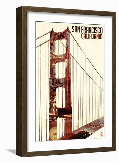 Golden Gate Bridge Double Exposure - San Francisco, CA-Lantern Press-Framed Art Print