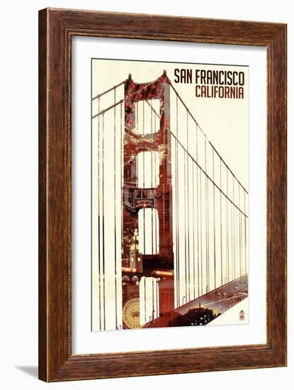 Golden Gate Bridge Double Exposure - San Francisco, CA-Lantern Press-Framed Art Print