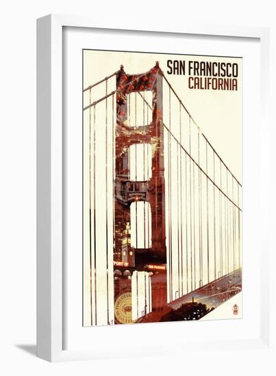 Golden Gate Bridge Double Exposure - San Francisco, CA-Lantern Press-Framed Art Print