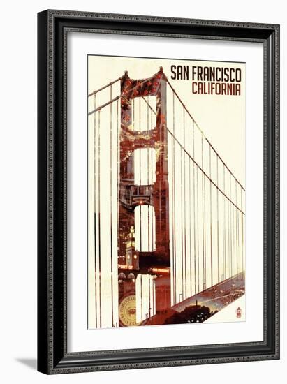 Golden Gate Bridge Double Exposure - San Francisco, CA-Lantern Press-Framed Art Print