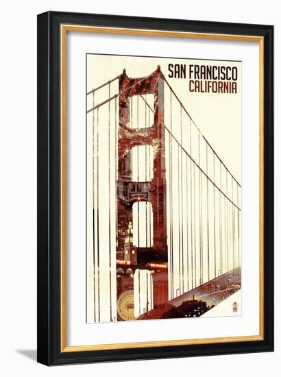 Golden Gate Bridge Double Exposure - San Francisco, CA-Lantern Press-Framed Art Print