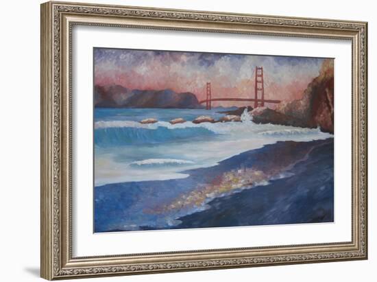 Golden Gate Bridge during Sunset-Markus Bleichner-Framed Art Print