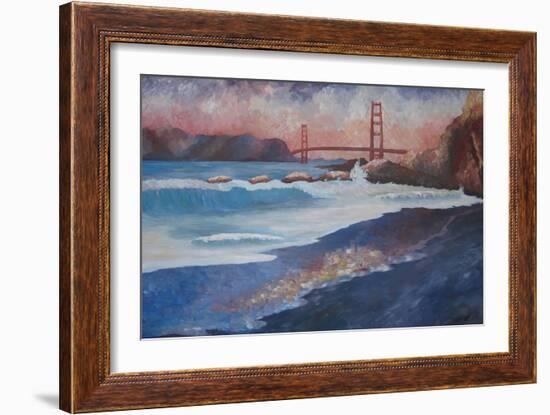 Golden Gate Bridge during Sunset-Markus Bleichner-Framed Art Print