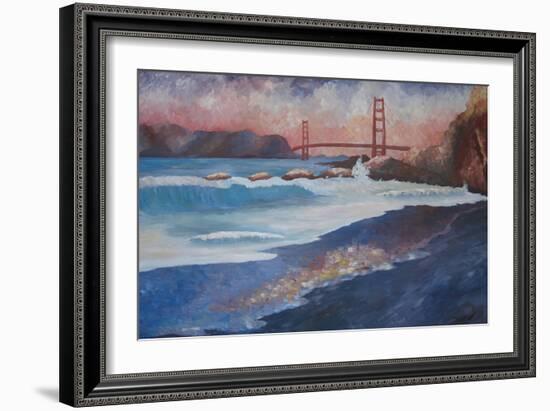 Golden Gate Bridge during Sunset-Markus Bleichner-Framed Art Print