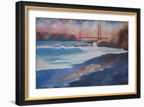 Golden Gate Bridge during Sunset-Markus Bleichner-Framed Art Print