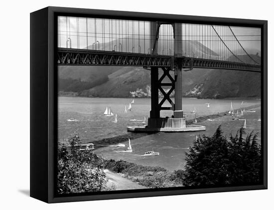 Golden Gate Bridge on Opening Day of the Yacht Season-null-Framed Premier Image Canvas