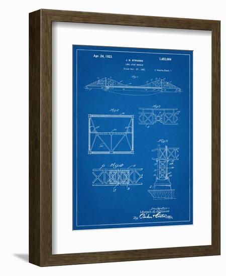 Golden Gate Bridge Patent, Long Span Bridge-null-Framed Art Print