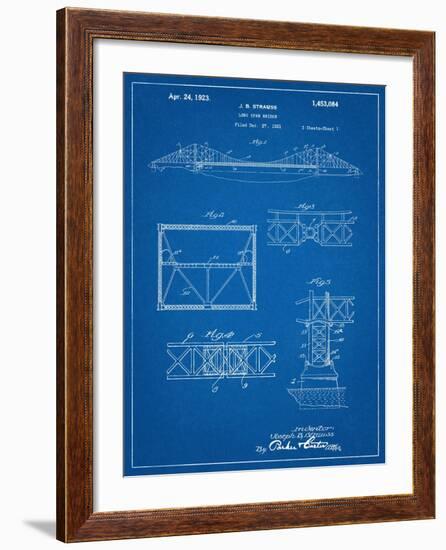 Golden Gate Bridge Patent, Long Span Bridge-null-Framed Art Print