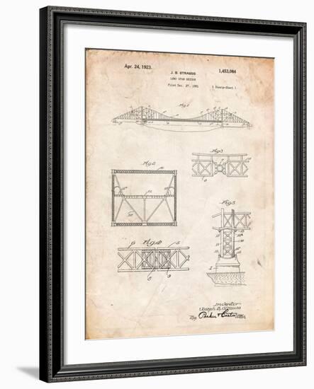 Golden Gate Bridge Patent, Long Span Bridge-Cole Borders-Framed Art Print