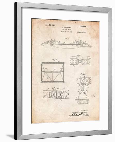 Golden Gate Bridge Patent, Long Span Bridge-Cole Borders-Framed Art Print