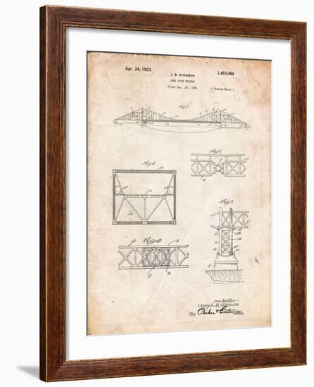 Golden Gate Bridge Patent, Long Span Bridge-Cole Borders-Framed Art Print