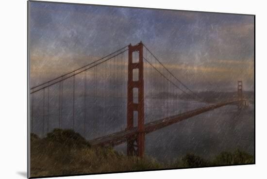 Golden Gate Bridge Rain Painterly-Galloimages Online-Mounted Photographic Print