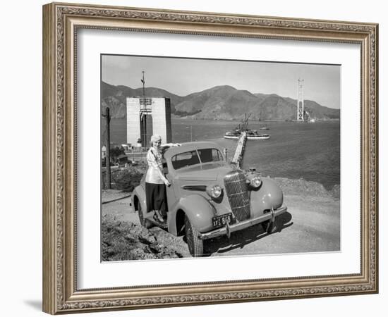 Golden Gate Bridge Under Construction, 1935, San Francisco-Unknown-Framed Art Print