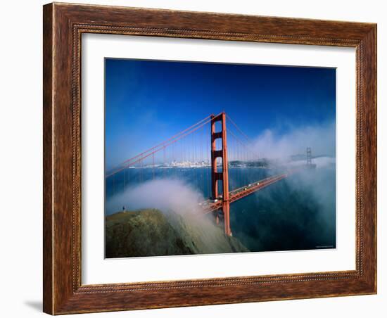 Golden Gate Bridge with Mist and Fog, San Francisco, California, USA-Steve Vidler-Framed Photographic Print