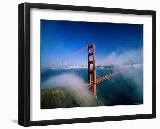 Golden Gate Bridge with Mist and Fog, San Francisco, California, USA-Steve Vidler-Framed Photographic Print