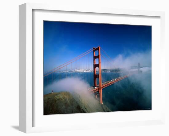 Golden Gate Bridge with Mist and Fog, San Francisco, California, USA-Steve Vidler-Framed Photographic Print