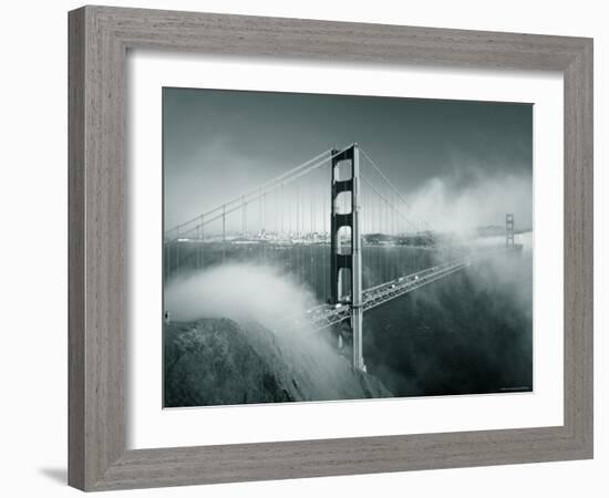 Golden Gate Bridge with Mist and Fog, San Francisco, California, USA-Steve Vidler-Framed Photographic Print