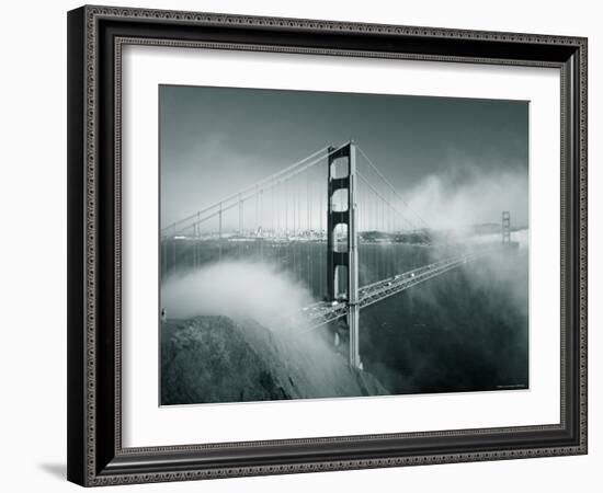 Golden Gate Bridge with Mist and Fog, San Francisco, California, USA-Steve Vidler-Framed Photographic Print