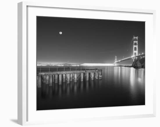 Golden Gate Pier and Stars BW-Moises Levy-Framed Photographic Print