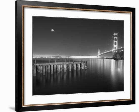 Golden Gate Pier and Stars BW-Moises Levy-Framed Photographic Print