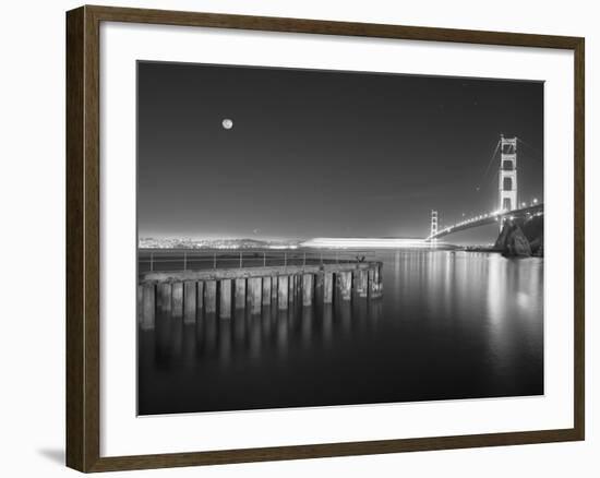 Golden Gate Pier and Stars BW-Moises Levy-Framed Photographic Print