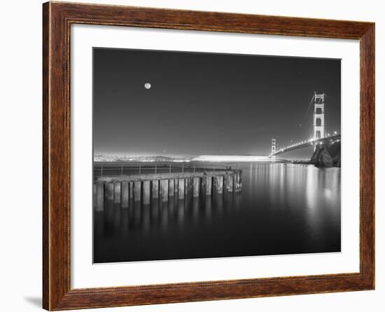 Golden Gate Pier and Stars BW-Moises Levy-Framed Photographic Print