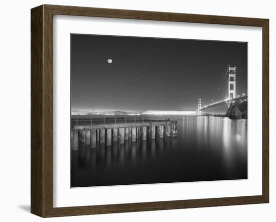 Golden Gate Pier and Stars BW-Moises Levy-Framed Photographic Print