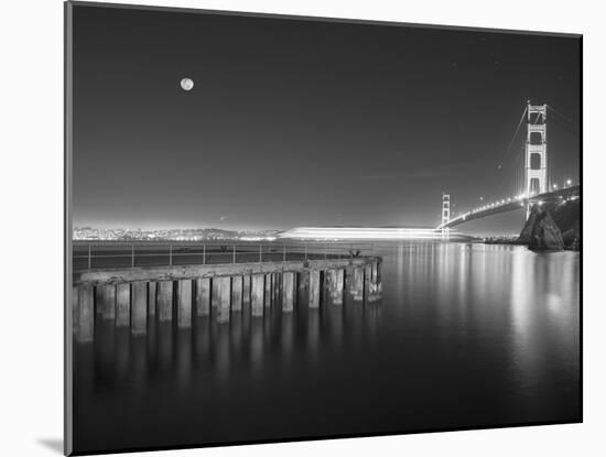 Golden Gate Pier and Stars BW-Moises Levy-Mounted Photographic Print