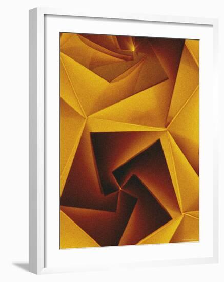 Golden Geometric Pentagons-Tim Kahane-Framed Photographic Print