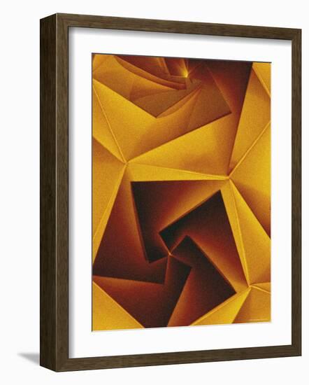 Golden Geometric Pentagons-Tim Kahane-Framed Photographic Print