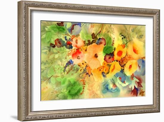 Golden Hibiscus-Neela Pushparaj-Framed Giclee Print